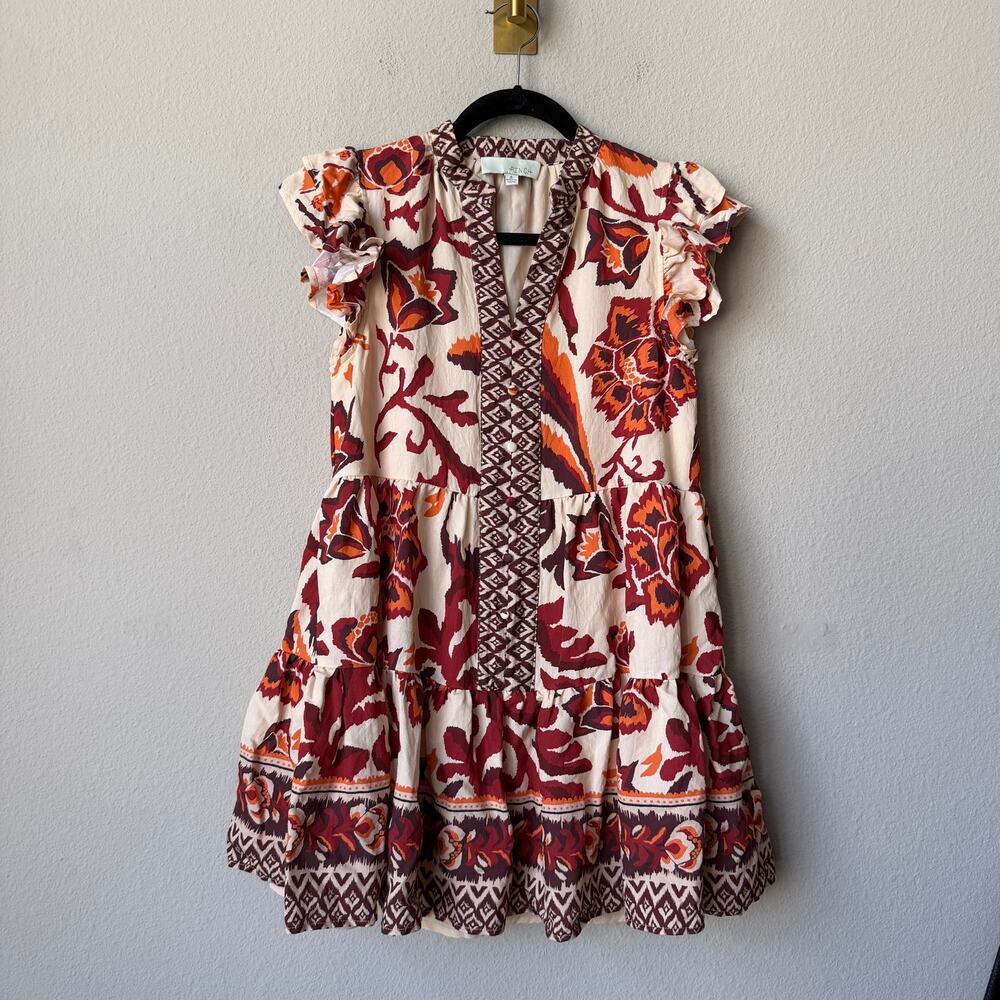 Anthropologie Pinch Contrast Red White Floral Mini Dress Size S - Picture 2 of 6